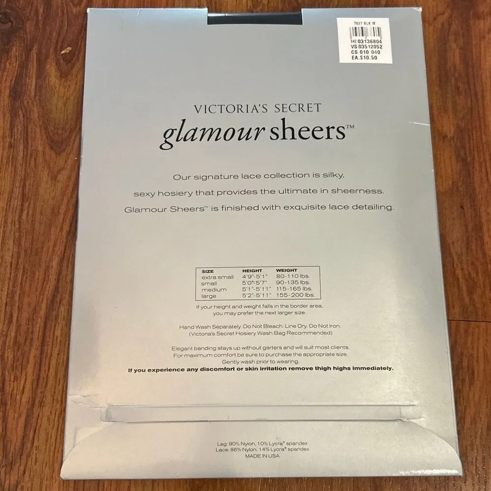 New vintage Victoria's Secret glamour sheers lace top thigh highs size medium